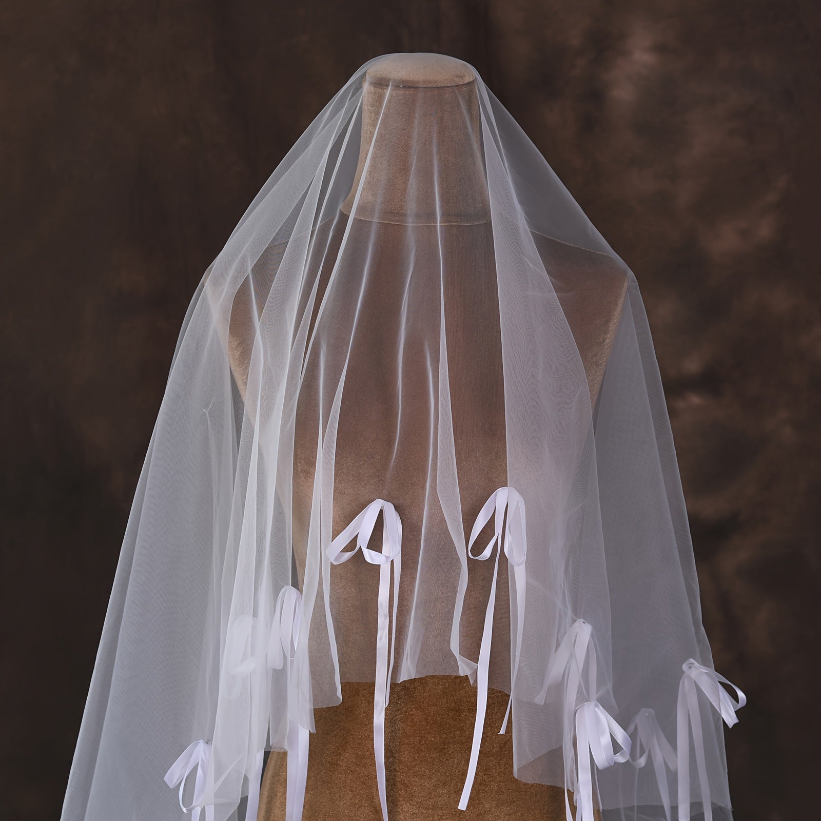 Bridal Veil with Bow Accents Sleeveless & Sophisticated