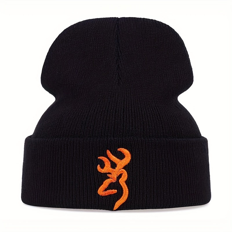 Embroidered Pattern Knitted Hat Beanie Winter Coldproof Ear Protection