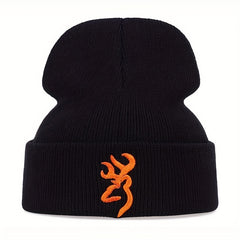 Embroidered Pattern Knitted Hat Beanie Winter Coldproof Ear Protection