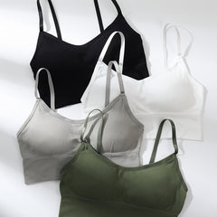 4pcs Ribbed Cami Tops Sleeveless Padded Women's Lingerie