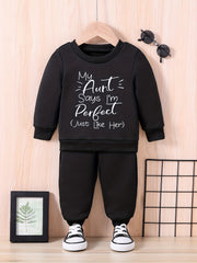 Perfect Aunt Print Infant Baby Sweatshirt Set
