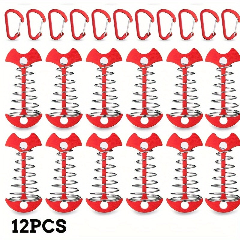 12pcs Spring Fishbone Ground Nails Camping Tent Stakes