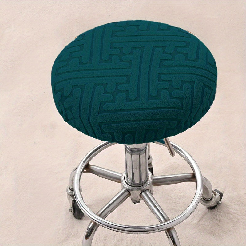 Round Stool Dining Chair Slipcover Jacquard Dust Proof Soft Stool Cover
