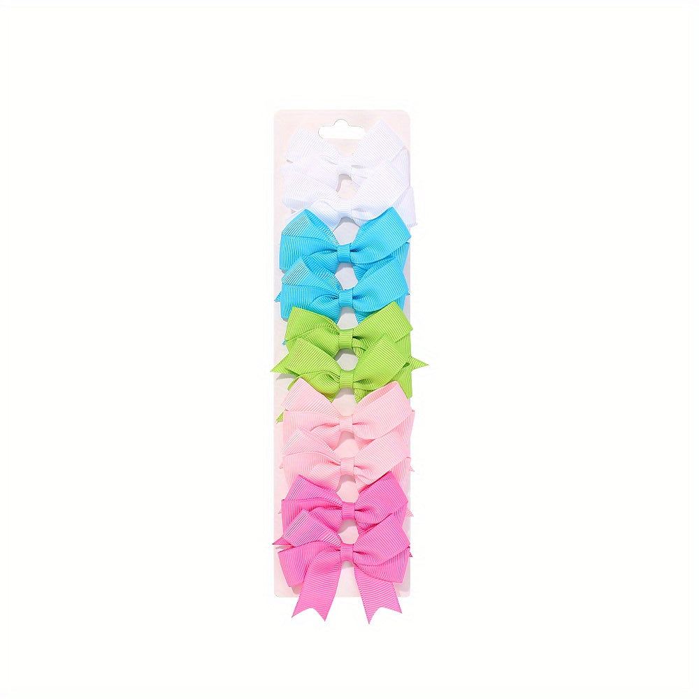 10pcs Colorful Bow Hair Clips for Baby Girls