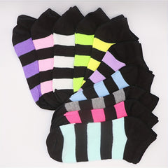 10 Pairs Striped Short Socks Low Cut Ankle Socks Women's Stockings