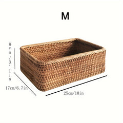 Rattan Braided Storage Basket for Desktop and Coffee Table
