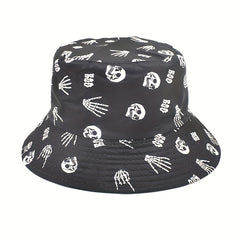 Men's Skull Print Bucket Hat Double Sided Basin Hat Spring Summer