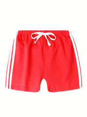 3pcs Boys Stripe Cotton Shorts Quick drying Drawstring Shorts