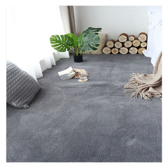 1pc Plush Area Rug Thickened Bedside Carpet Solid Large Area Floor Carpet