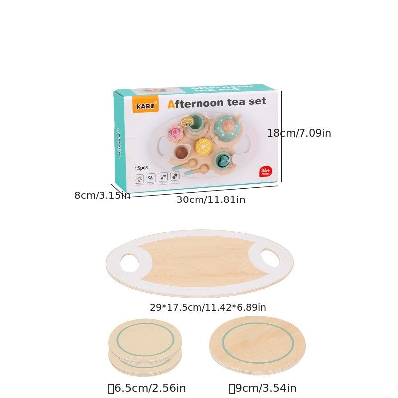 Kids Wooden Dessert Shop Tea Set, 15pcs