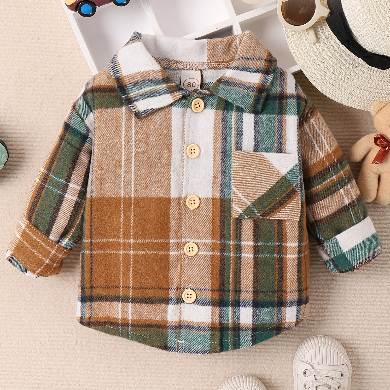 Toddler Boys Plaid Flannel Shirt Long Sleeve Button Up