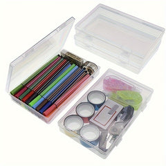 4pcs Transparent Stationery Box Rectangular Plastic Clear Tool Parts Small Box