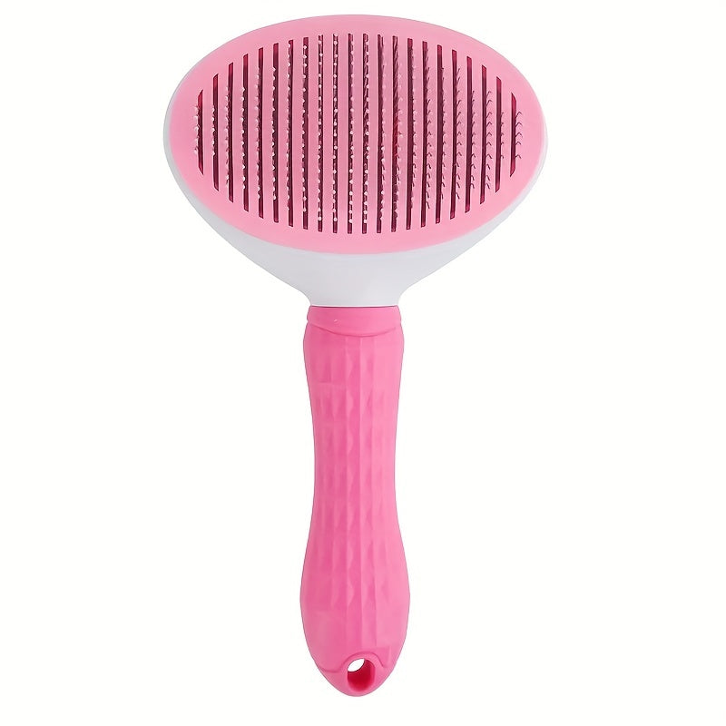 Self Cleaning Dog Slicker Brush Comb Shedding Gentle Stainless Steel Tee