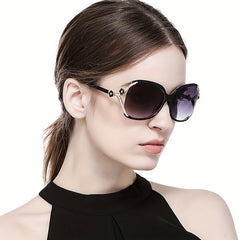 Round Frame Sunglasses Hollow Out Camellia Decor UV400
