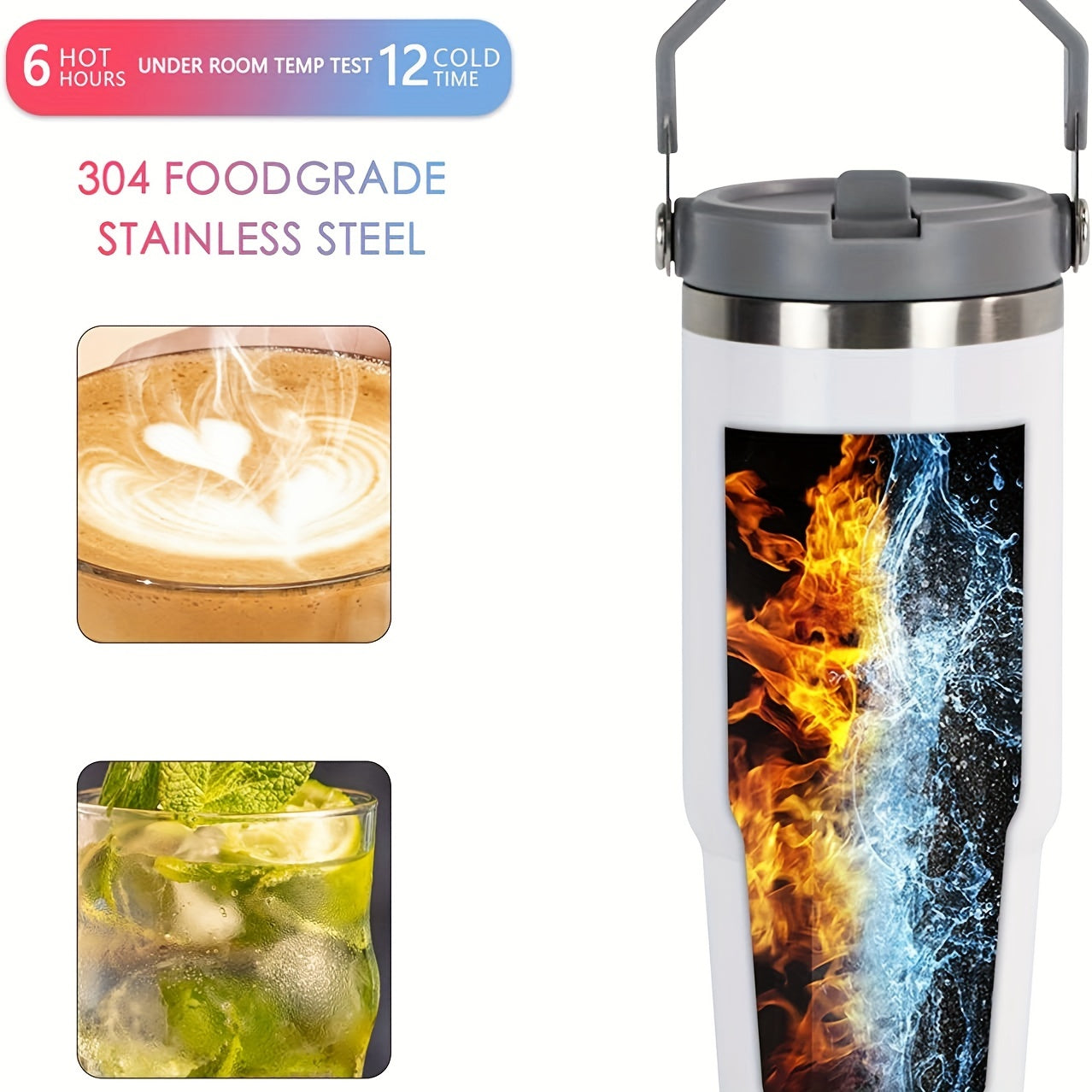 20oz Tumbler With Handle Stainless Steel Vacuum Flask
