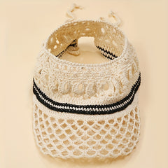 UPF50 Ponytail Visor Hat Crochet Sun Hats For Women