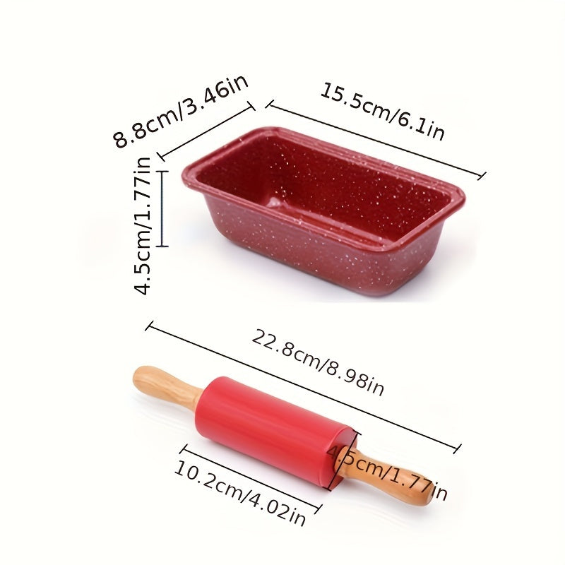 Nonstick Extra Small Bakeware Set with Toast Mold & Silicone Rolling Baking Tool
