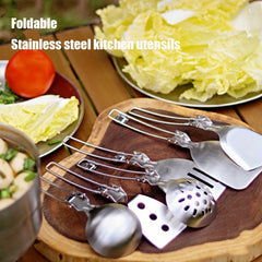 304 Stainless Steel Cutlery Set Portable Folding Kitchenware