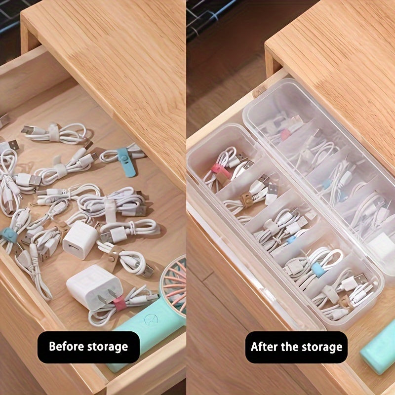 Desktop Plastic Cable Storage Box with Flip Cover