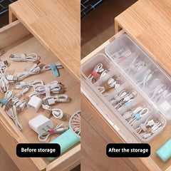 Desktop Plastic Cable Storage Box with Flip Cover