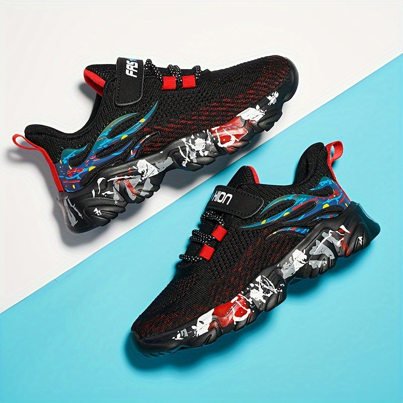 Breathable Woven Sneakers For Boys Lightweight Anti Slip Low Top Sneakers