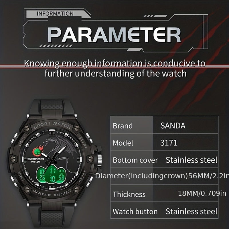 SANDA Waterproof Men's Night Glow Diving Watch