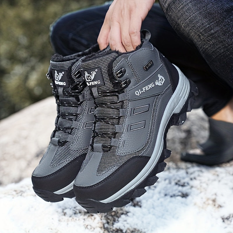 Men's Warm Plush Lining Hiking Boots Durable Non Slip Snow Boots