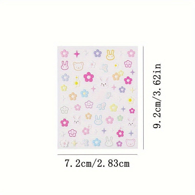 Embossed Spring Flower Nail Art Stickers - Self Adhesive Decals