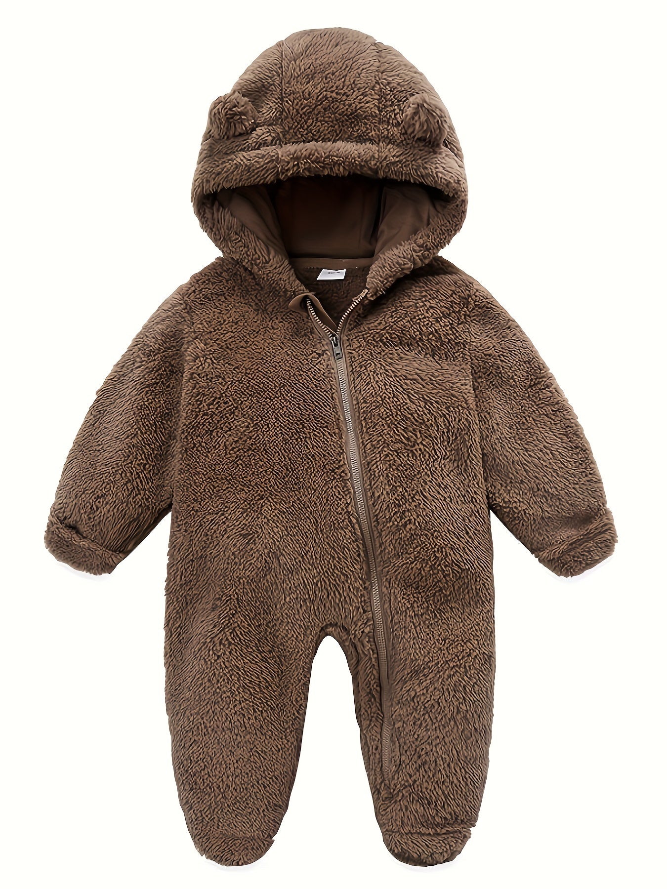 Baby Plush Polar Fleece Jumpsuit With Rabbit Ears