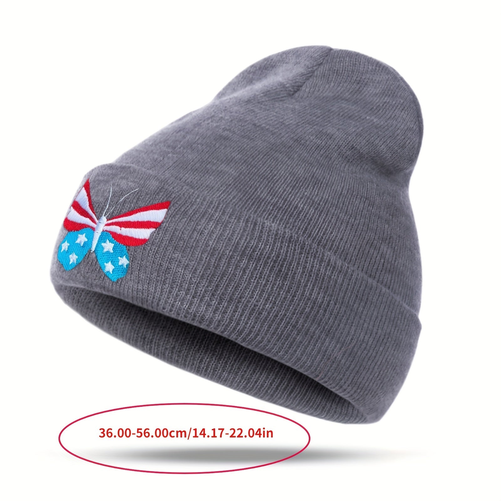Butterfly Embroidery Knit Hat Skull Cap Warm Knitted Beanies