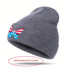 Butterfly Embroidery Knit Hat Skull Cap Warm Knitted Beanies