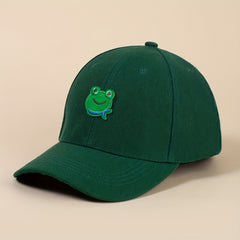 Cartoon Frog Decor Baseball Cap Dark Green Sun Hat for Women & Men