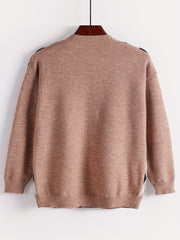 Colorblock Check Print Button Up V Neck Sweater Cardigan