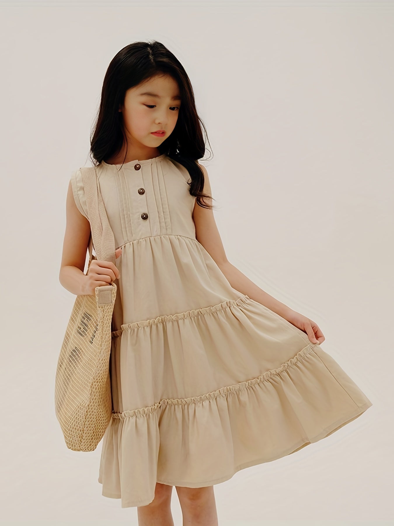 Girls' Sleeveless Princess Dress for Summer Parties