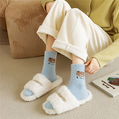 5 Pairs Bear Print Socks Warm Women's Stockings Hosiery