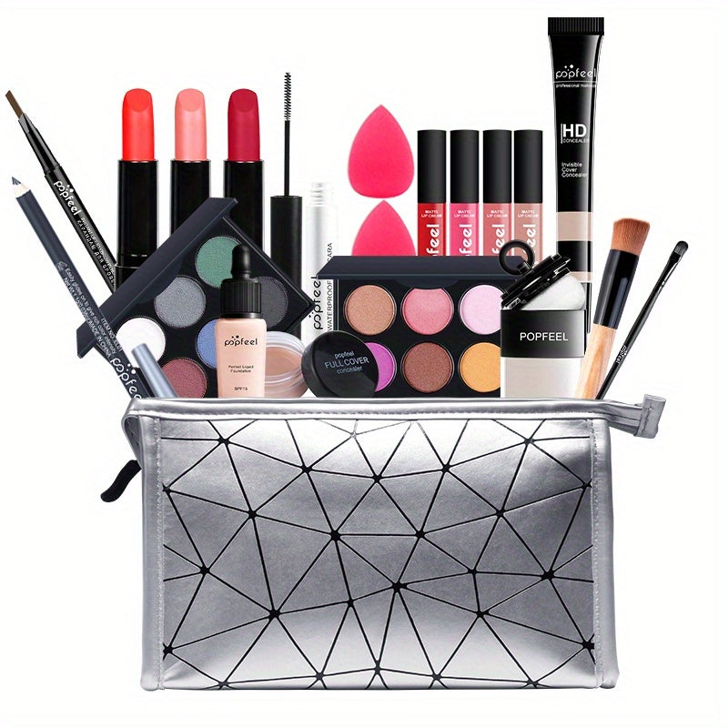 Professional Makeup Set with Bag Eyeshadow Lip Gloss Mascara Blush