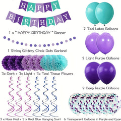 Mermaid Birthday Party Decorations Happy Birthday Banner Confetti Balloons Garla