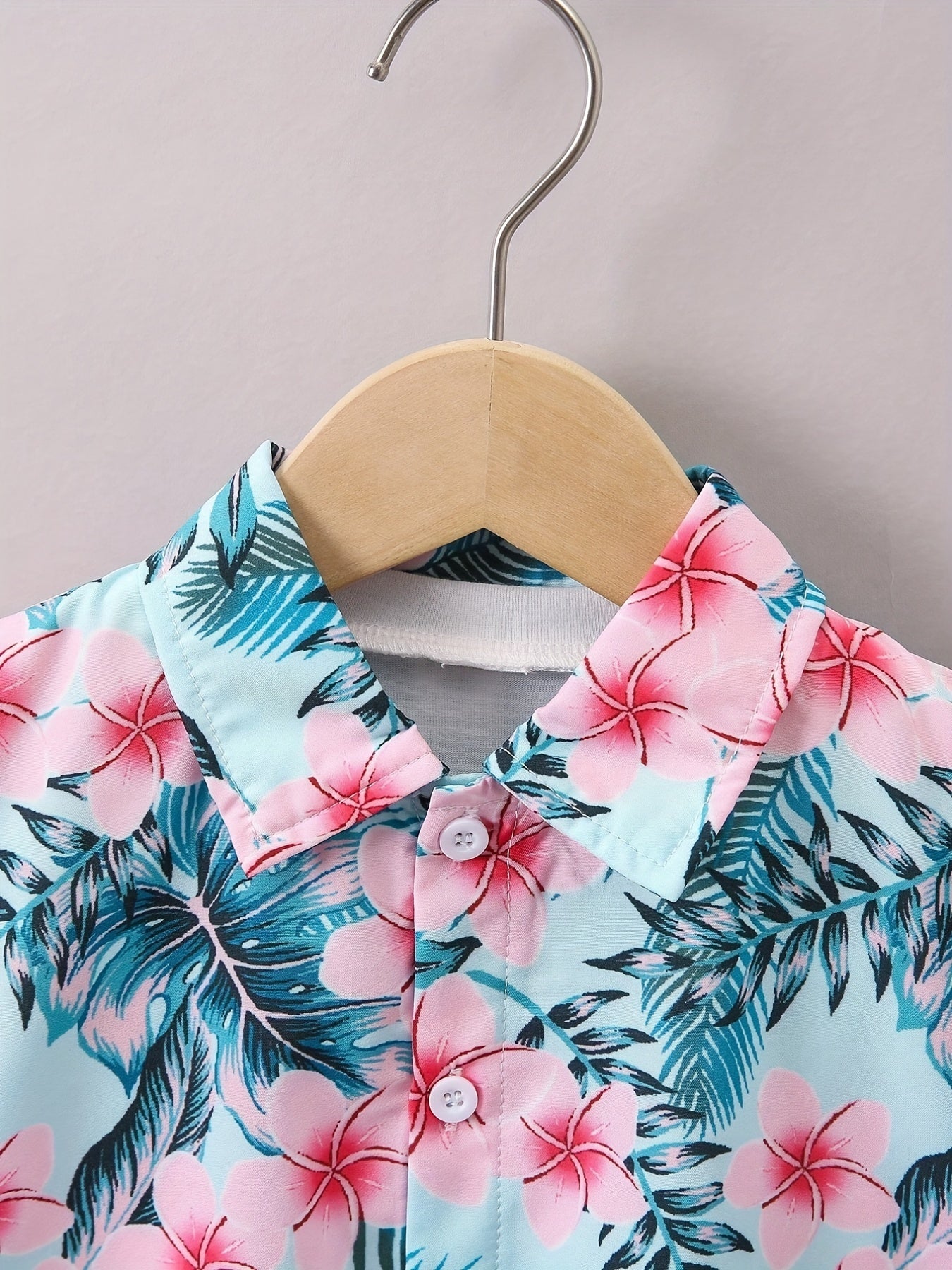 Hawaiian Tropical Leaf & Floral Print Boys Casual Shirt