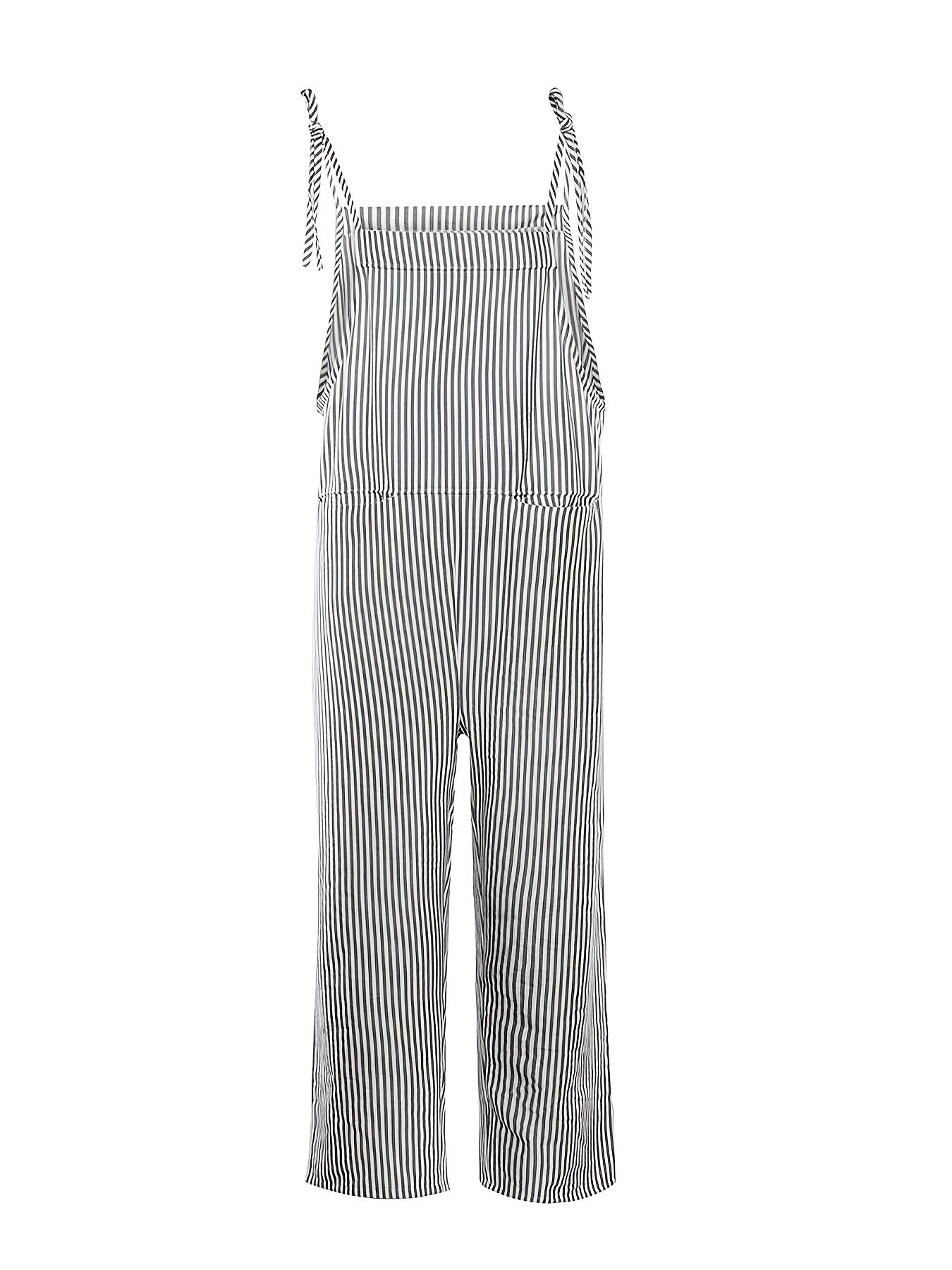 Stripe Print Wide Leg Overall Romper