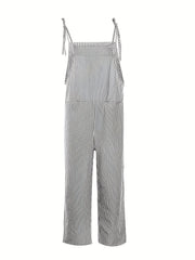 Stripe Print Wide Leg Overall Romper
