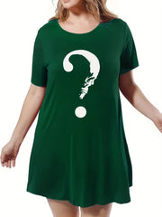Skull & Mask Print Short Sleeve Round Neck Tee Nightdress