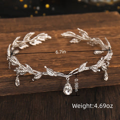 Vintage Crystal Rhinestone Leaf Tiara Crown Headband Hair Accessories