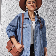 Retro Denim Jacket Women's Long Sleeve Button Up