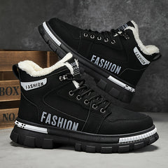 Men's Plush Lined Ankle Boots Non Slip Lace Up Shoes
