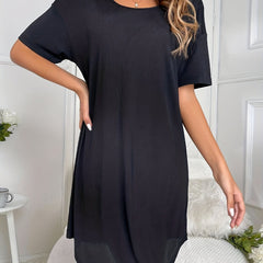Scoop Neck Short Sleeve Lounge Dress