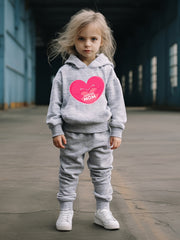 OERYUI Kids 2pcs Activewear Set Heart Graphic Hoodies Pants Spring Fall