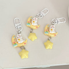 Moon Rabbit Keychain Keyring Women Ladies Cartoon Bag Ornament