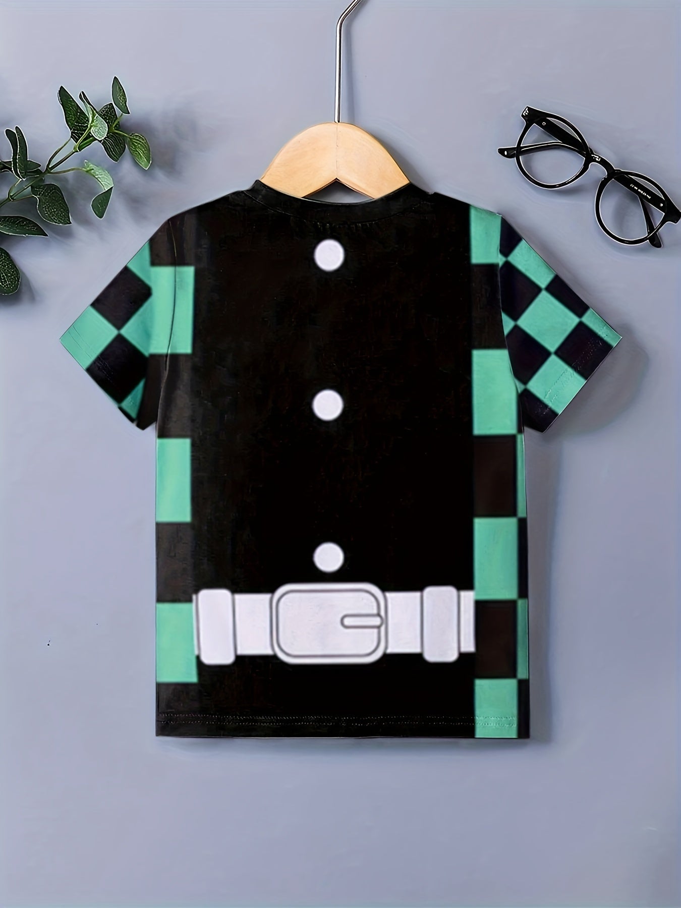 Boys Cartoon Belt Pattern T-shirt Short Sleeve Top for Summer