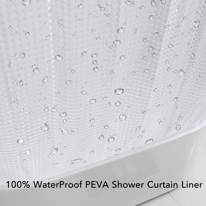 Semi Transparent Shower Curtain Liner Waterproof with Hooks