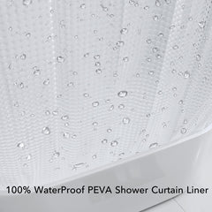 Semi Transparent Shower Curtain Liner Waterproof with Hooks